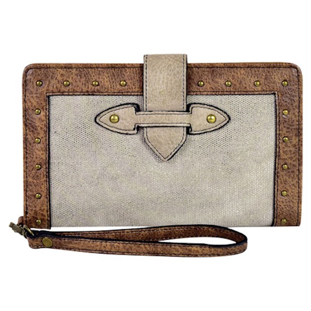 Justin Open Face Wallet Brown W/Metallic 2114516W