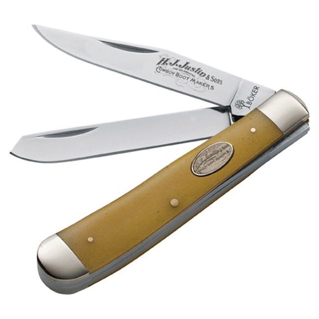 Justin Trapper Yellow Bone Handle Stainless Steel Clip Point Knife 110731JU