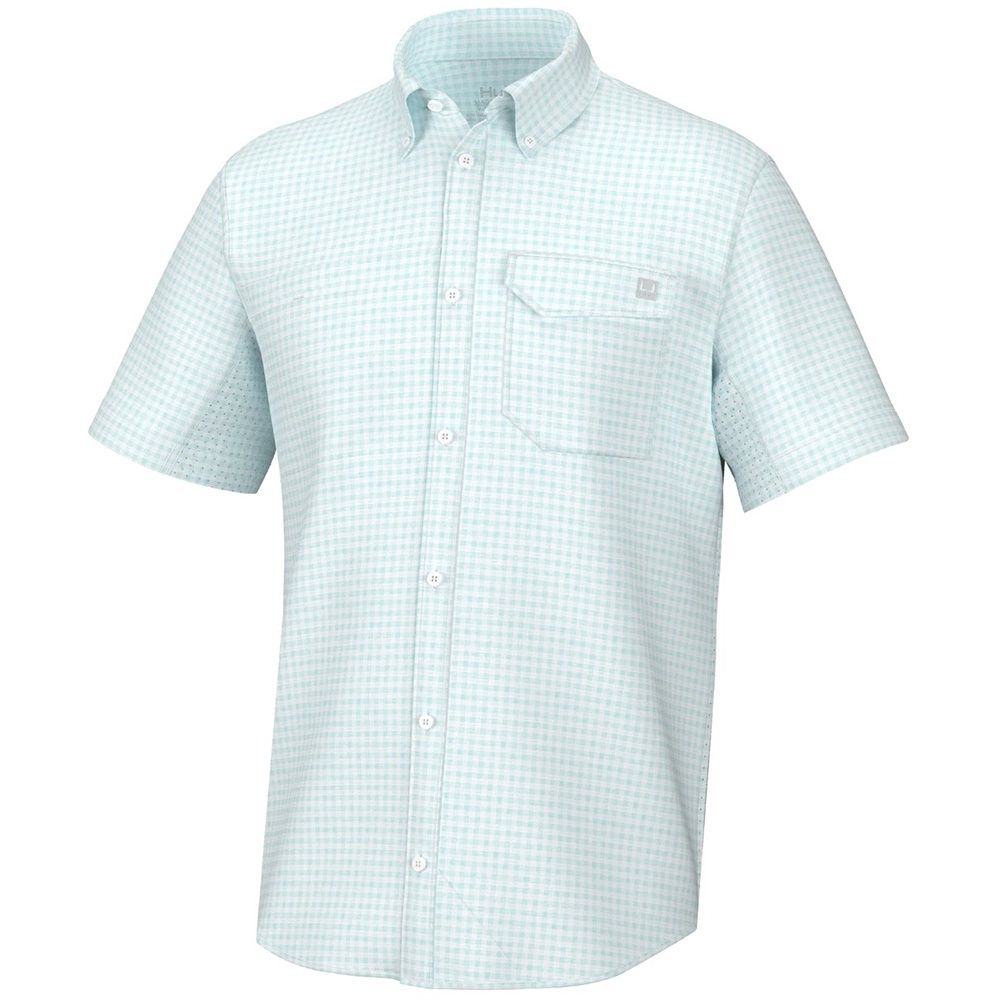 Huk Men&#39;s Tide Point Break Short Sleeve Minicheck Island Paradise H1500151