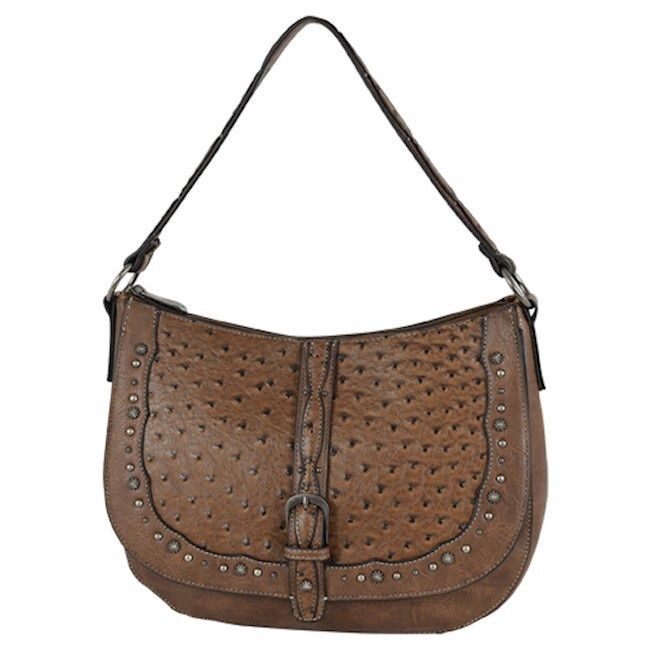 Justin Hobo Bag Brown W/Ostrich Texture Accents 22109594