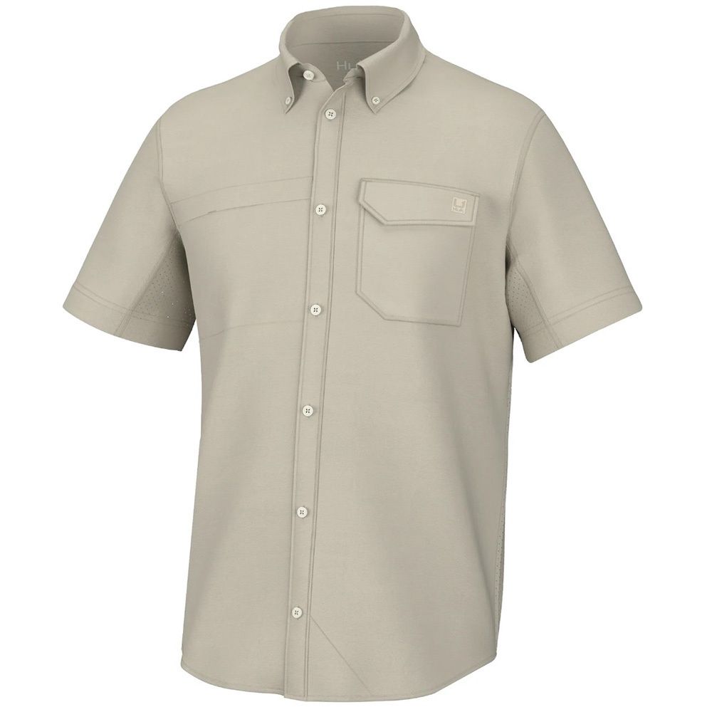 Huk Men&#39;s Tide Point Short Sleeve Khaki Shirt H1500171