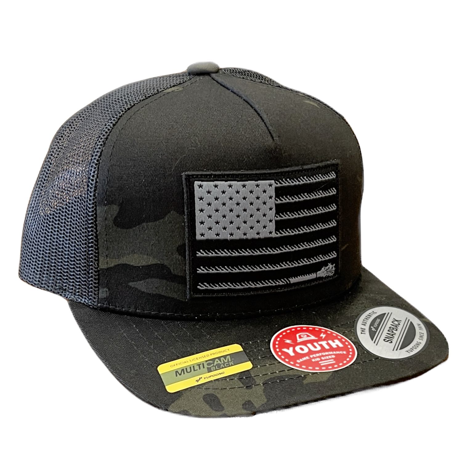 Liberty Roper Hooey Camo/Black 5 Panel Trucker Black Youth Cap