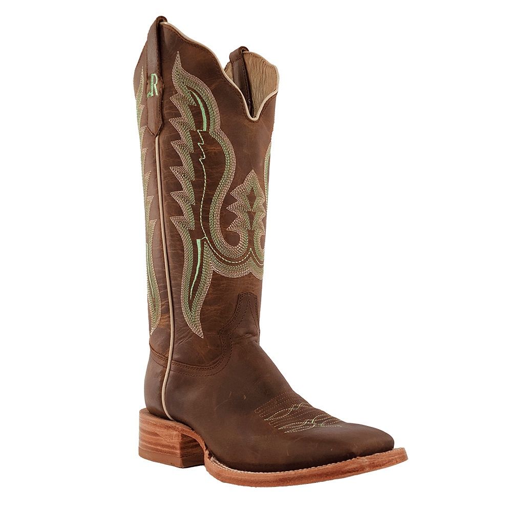 R. Watson Women&#39;s Arizona Tan Cowhide Square Toe Western Boot RWL8301