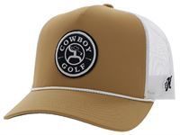 Men&#39;s Hooey Cowboy Golf Tan/White 5 Panel Trucker with Black/White Circle Patch OSFA