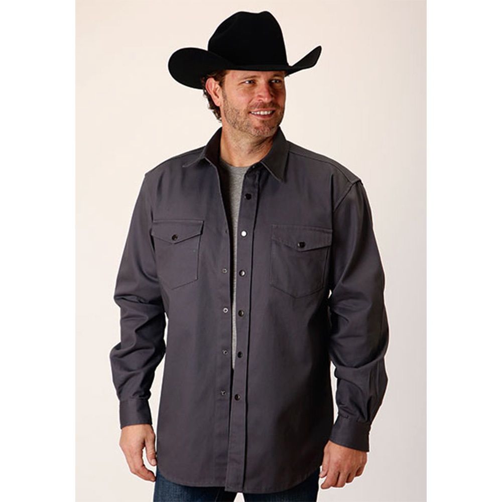 Roper Men&#39;s Brush Twill Shirt Charcoal Shirt