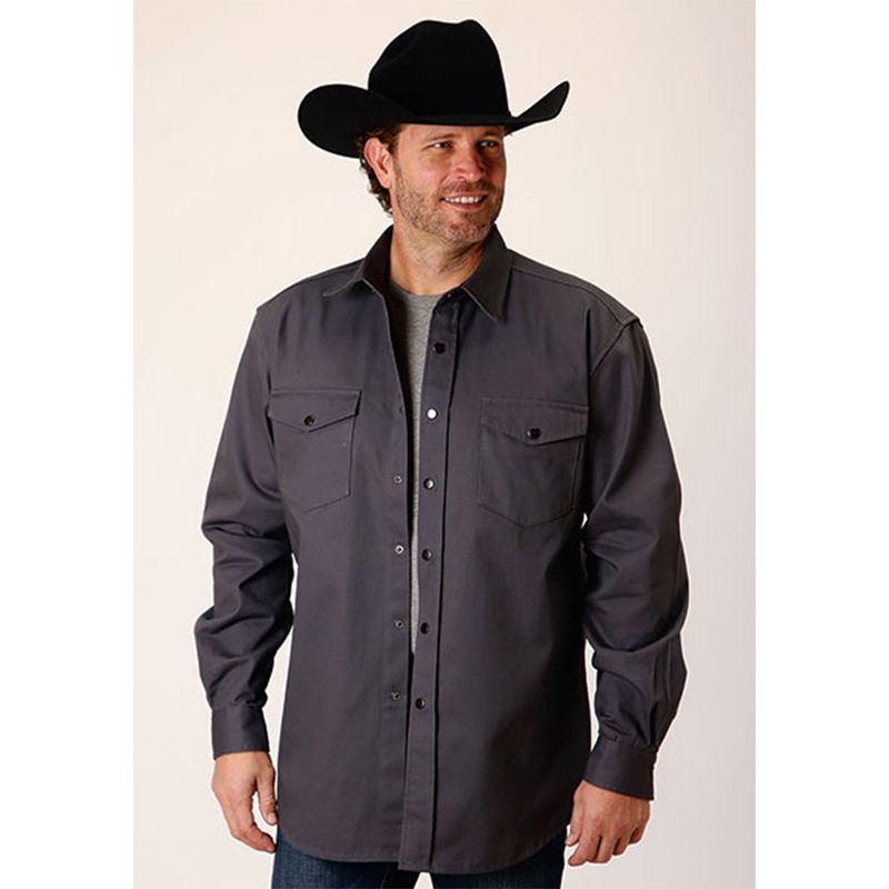 Roper Men's Brush Twill Shirt Charcoal Shirt