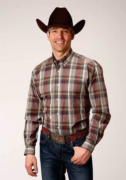 Roper Men&#39;s Armarillo Copper Ridge Long Sleeve Shirt -