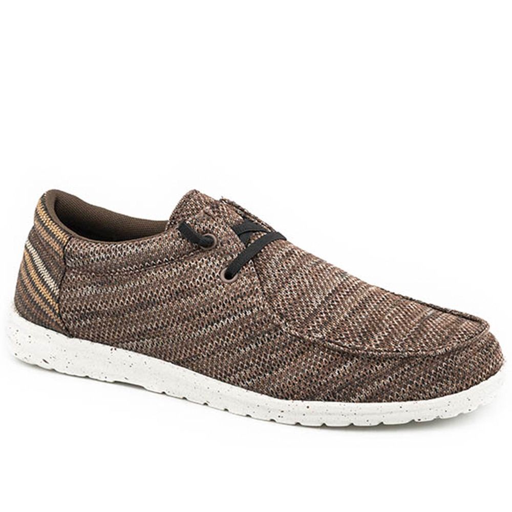Roper Men&#39;s Hang Loose Brown Fabric Striped Heel Shoes