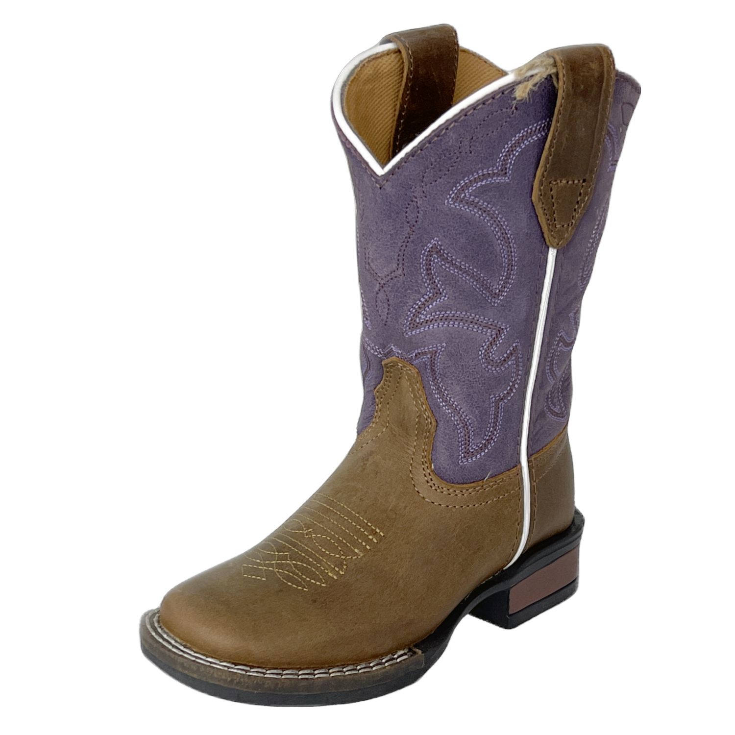 Roper Kids Brown Vamp Vintage Purple Shaft Boot