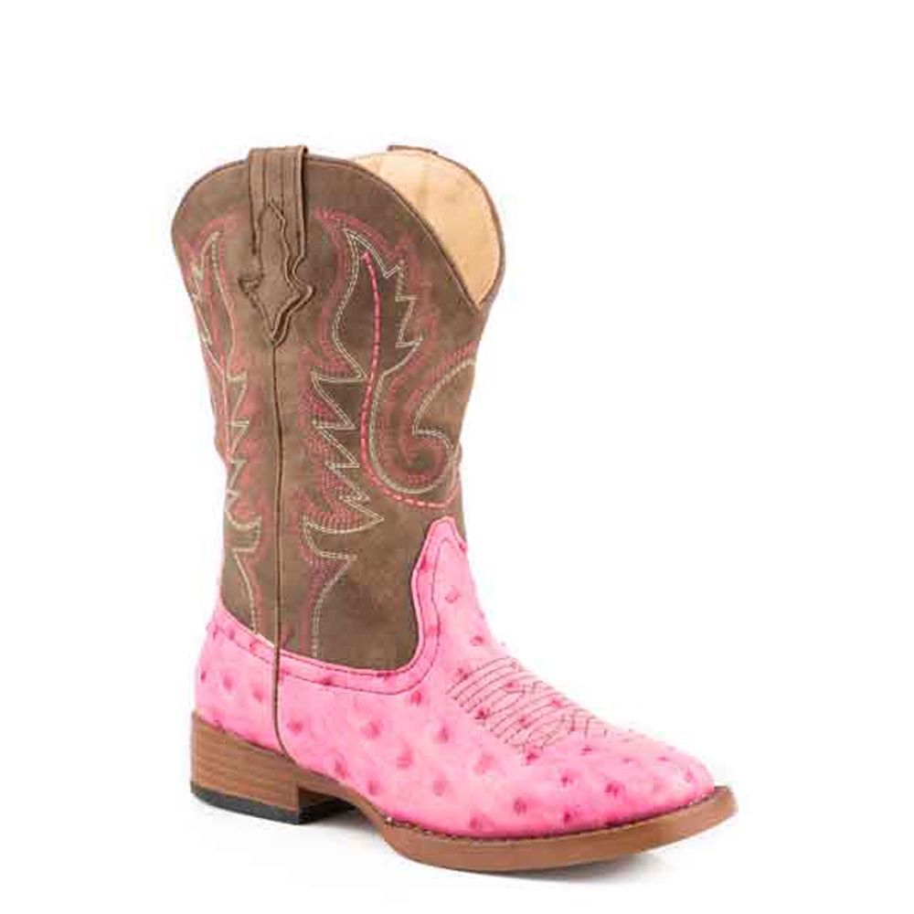 Roper Kid&#39;s Pink Faux Ostrich with Brown Shaft