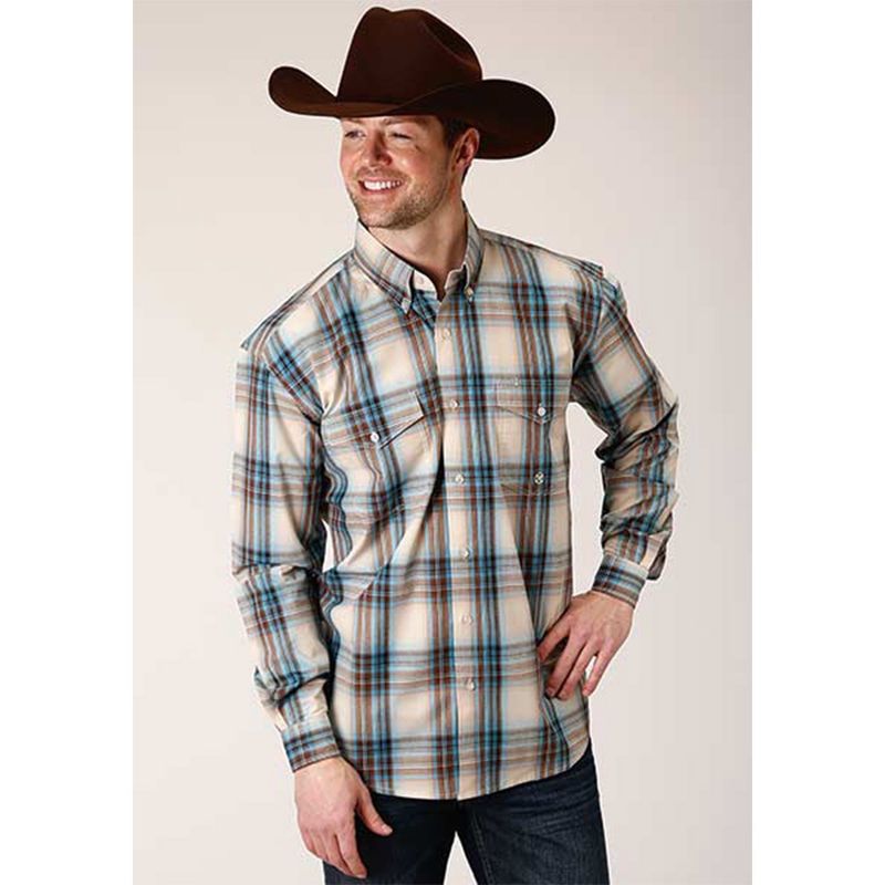 Roper Men's Amarillo Cocao Plaid LS Shirt 1048