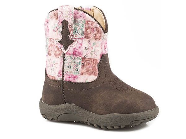 Roper Infant Floral Brown Faux Leather Vamp Boot