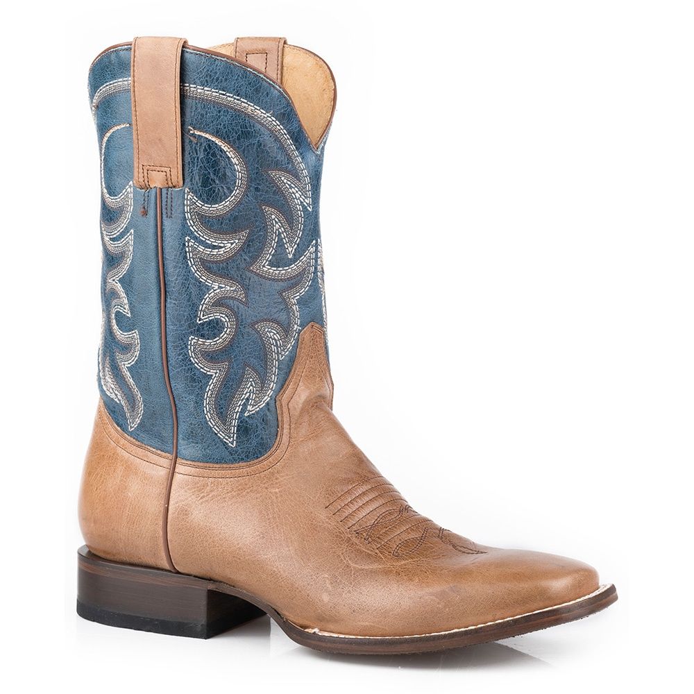 Roper Men&#39;s Parker Marbled Tan Leather Vamp Boots 1664