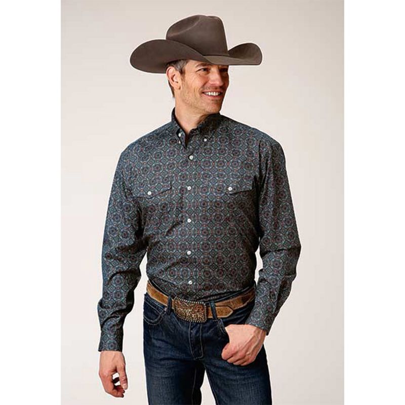 Roper Men's Amarillo Redwood Medallion LS Shirt 0175