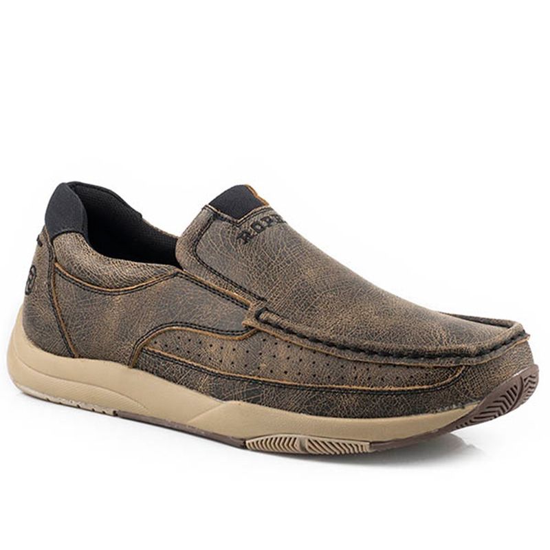 Roper Men&#39;s Ulysses Brown Vintage Leather Slip On 2945