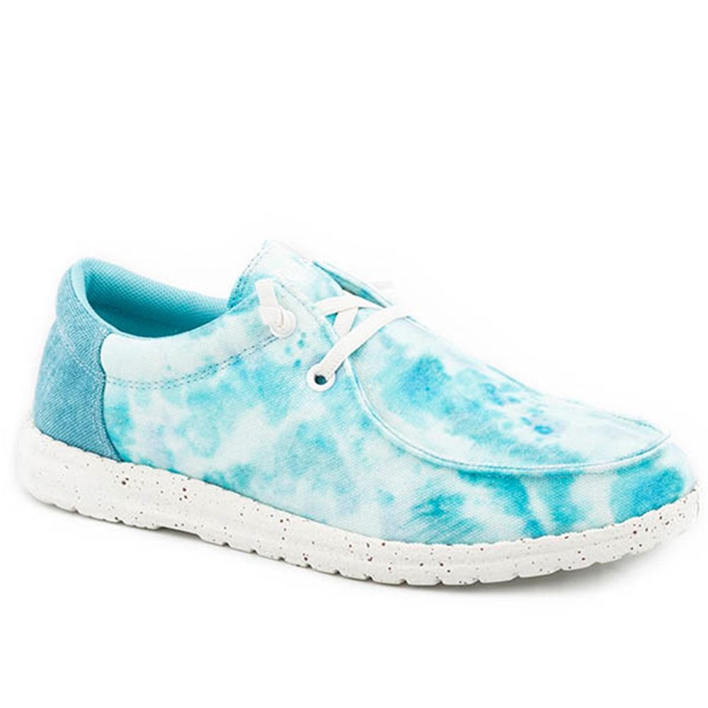 Roper Kid&#39;s Blue Tie Dye Canvas Two Eyed Chukka 3011