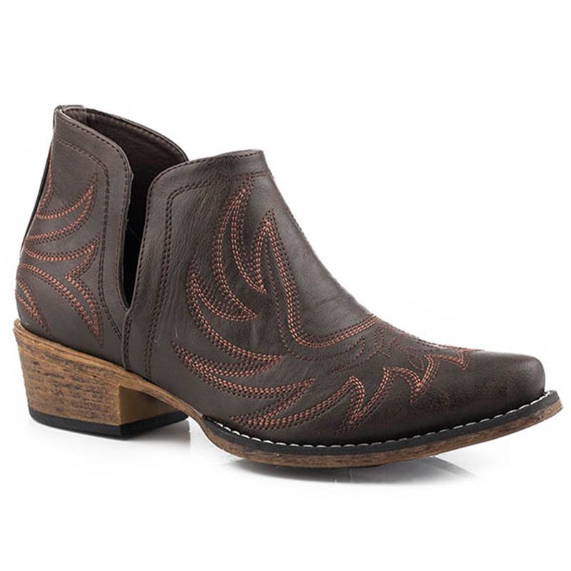 Roper Women&#39;s Ava Brown Faux Leather W/Western Stitch 1109