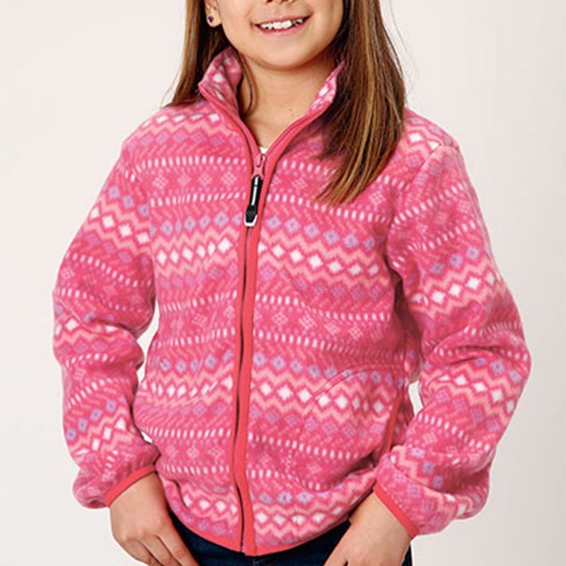 Roper Girl&#39;s Zip Front Fleece Jacket Pink