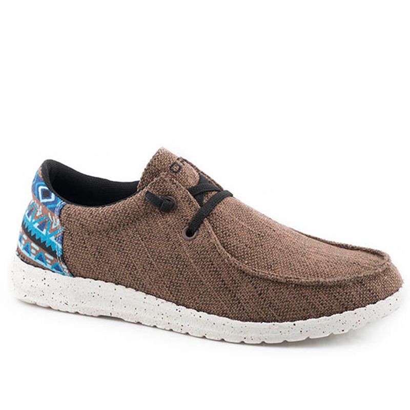 Roper Men&#39;s Hang Loose Brown Canvas with Aztec Heel Shoes