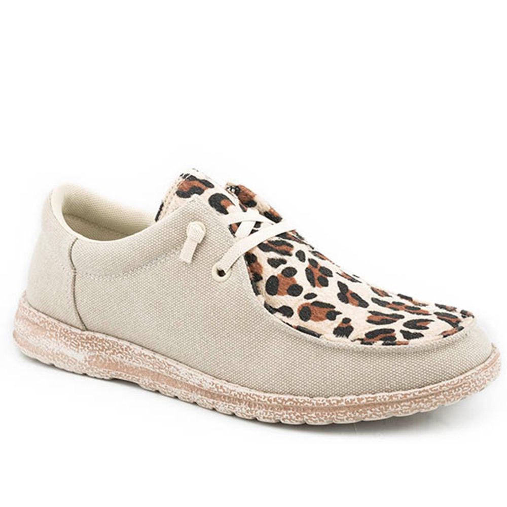 Roper Women&#39;s Hang Loose Tan Canvas Leopard Vamp Chukka 3079