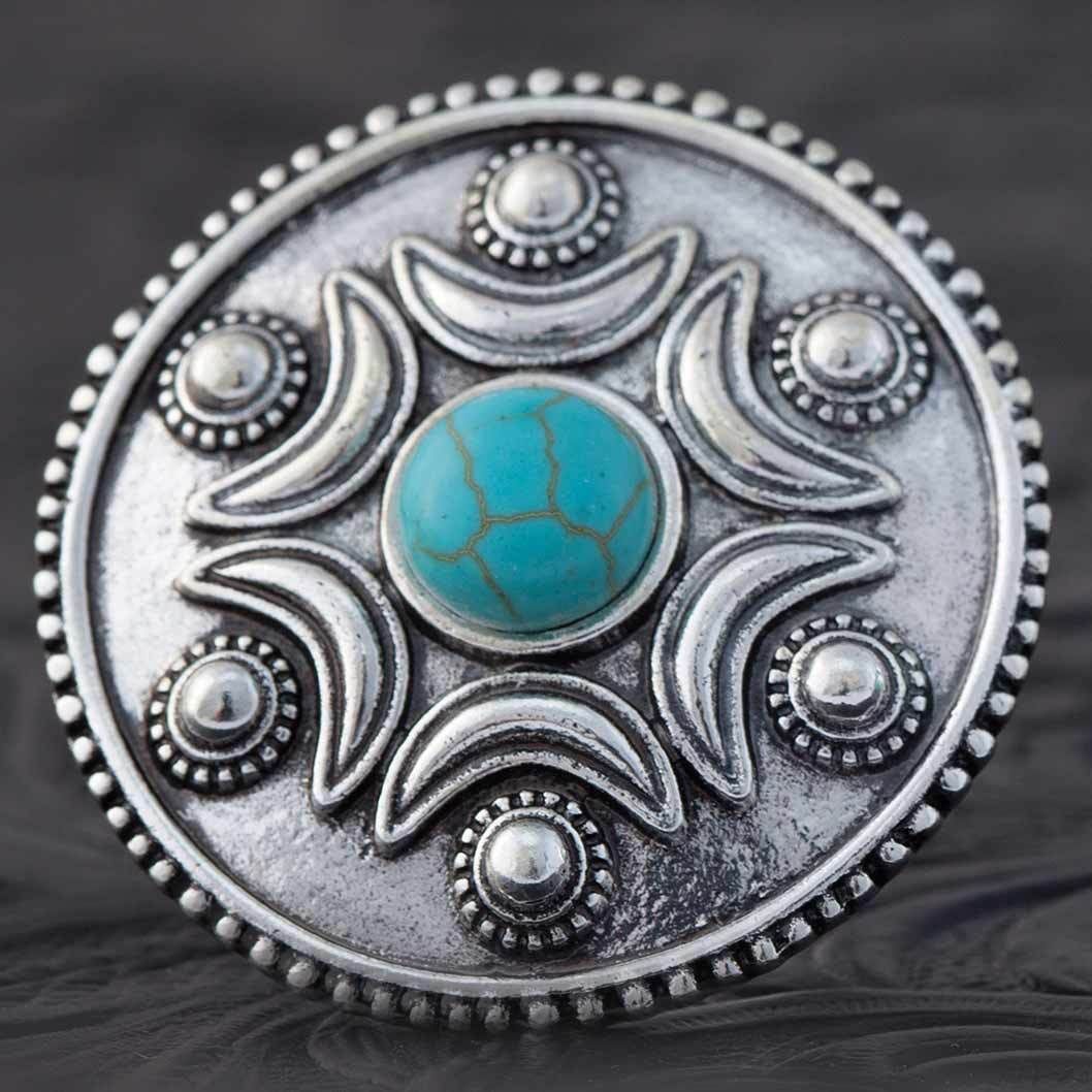 Silver and .25&quot; Turquoise Round Adjustable Ring