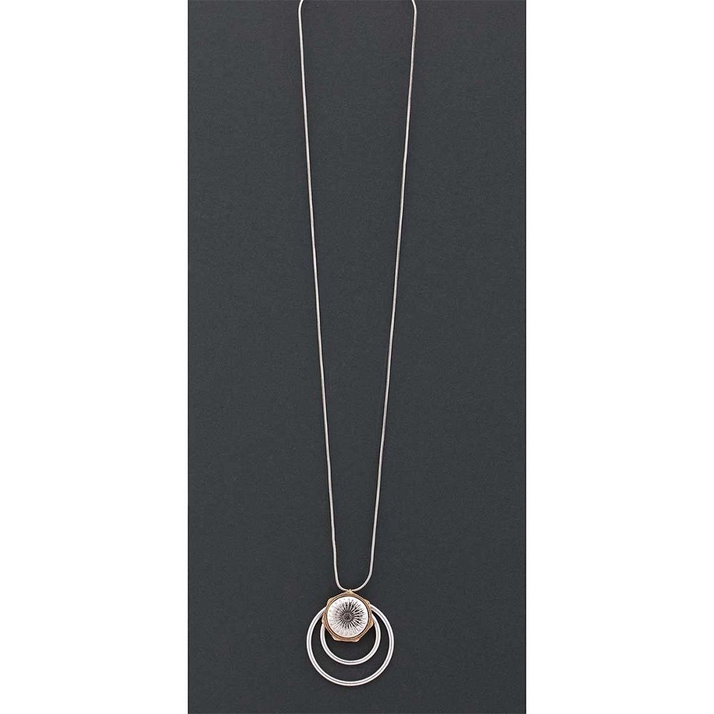 Silver 2&quot; x 2&quot; Crest with Gold Edge and Hoop Necklace C2906