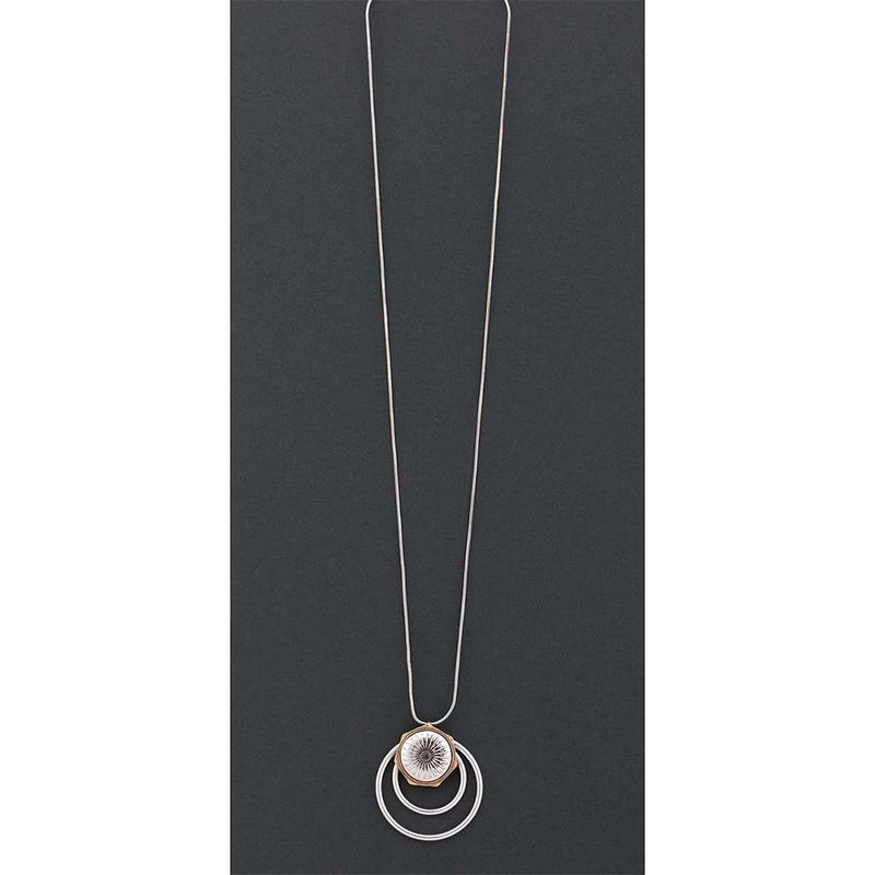 Silver 2" x 2" Crest with Gold Edge and Hoop Necklace C2906