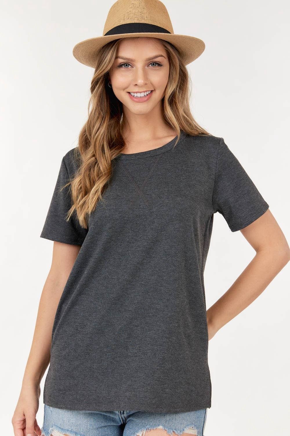 Round Neck Light weighted French Terry with side slits