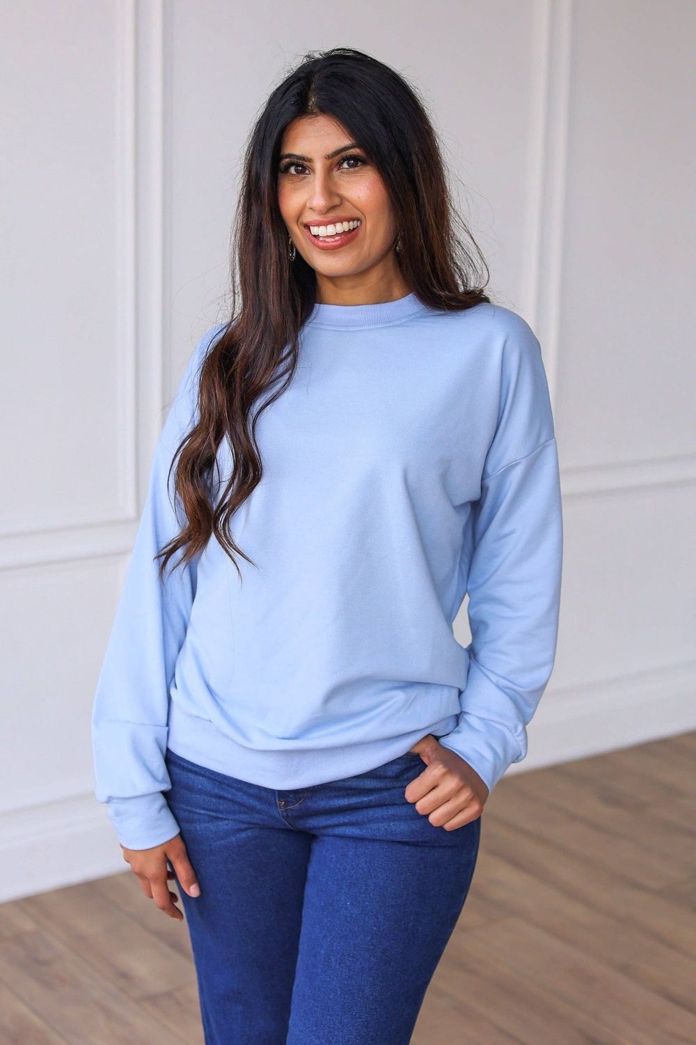 Southern Grace Head In The Sky Light Blue Crewneck Sweatshirt