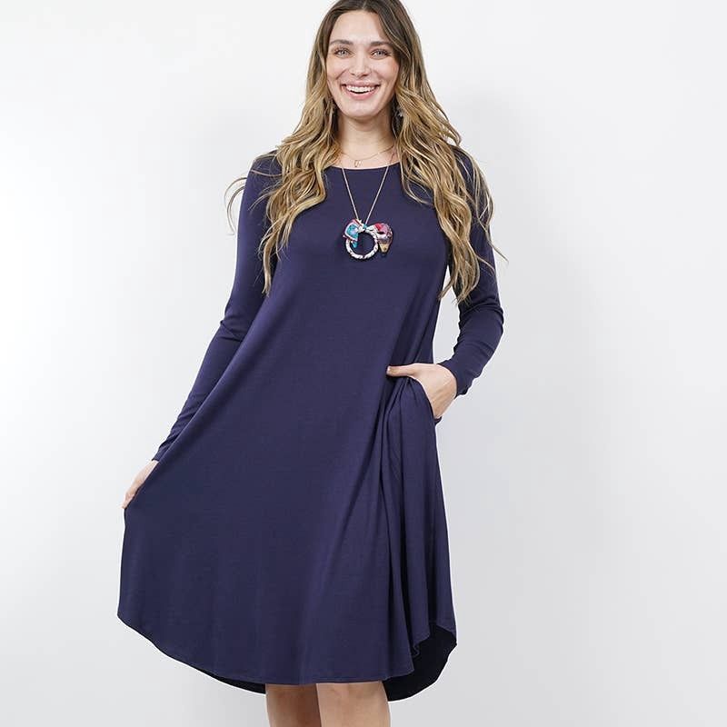SI-10975 Plus Side-pocket Dress 1X to 3X