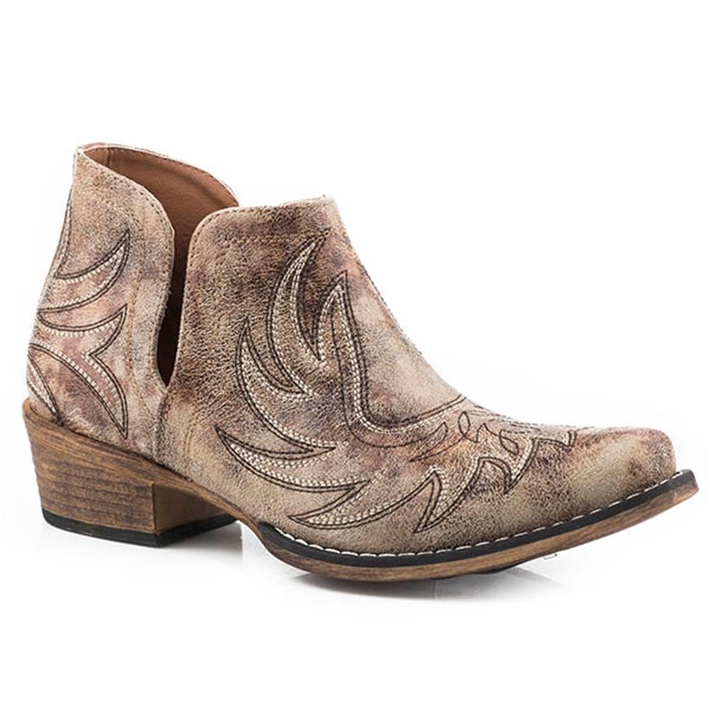 Roper Women&#39;s Tan Faux Leather Snip Toe Ankle Boots 2634