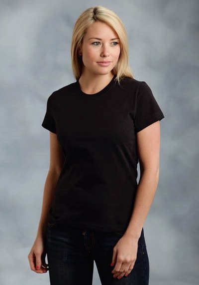 Solid Short Sleeve Ladies Tee Non-Standard Black
