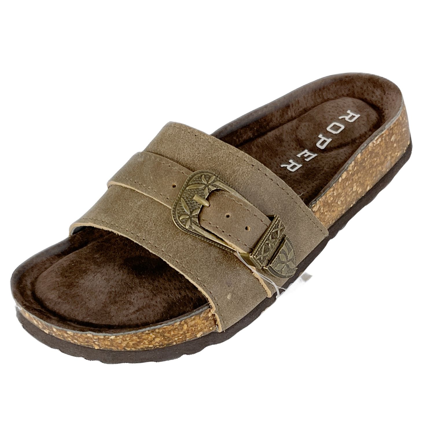 Roper Women&#39;s Brown Vintage Leather Slide Sandal