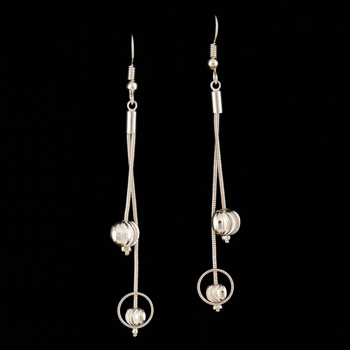 Silver Cosmic Bead Dangle French Wire Earrings C3041