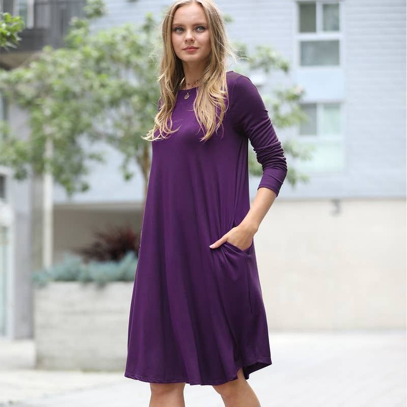 Signature Side-pocket Dress DK Purple