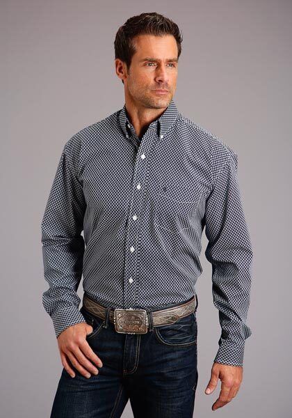 Stetson Men&#39;s Long Sleeve Diamond Geo Shirt