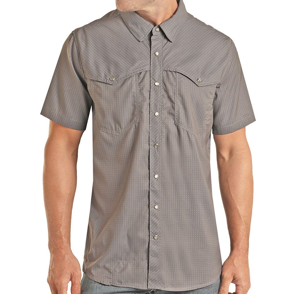 Tek Western Micro Geo Print Short Sleeve Snap Shirt - BMN3S04216