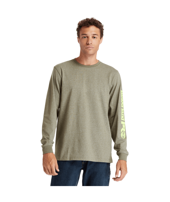Timberland Pro BP LS Tee W/Logo BRNT Olive HTHR