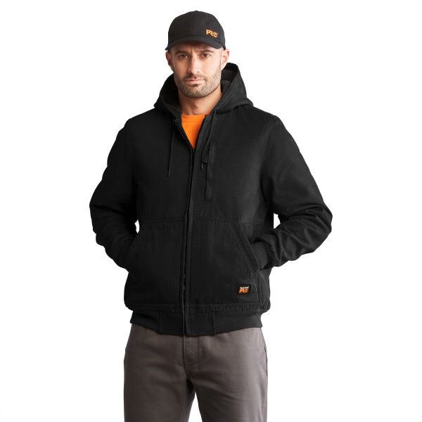 Timberland Men&#39;s Gritman Lined, Hooded Canvas Jacket Jet Black