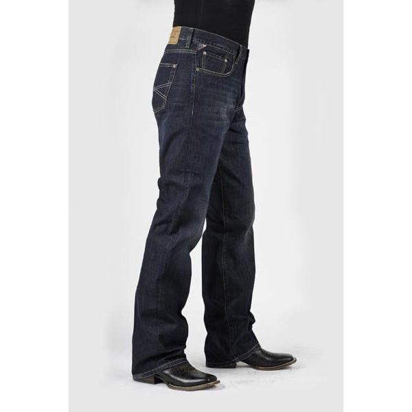 Stetson Men&#39;s Slightly Lower Rise Relaxed Thigh Bootleg Opening Jean