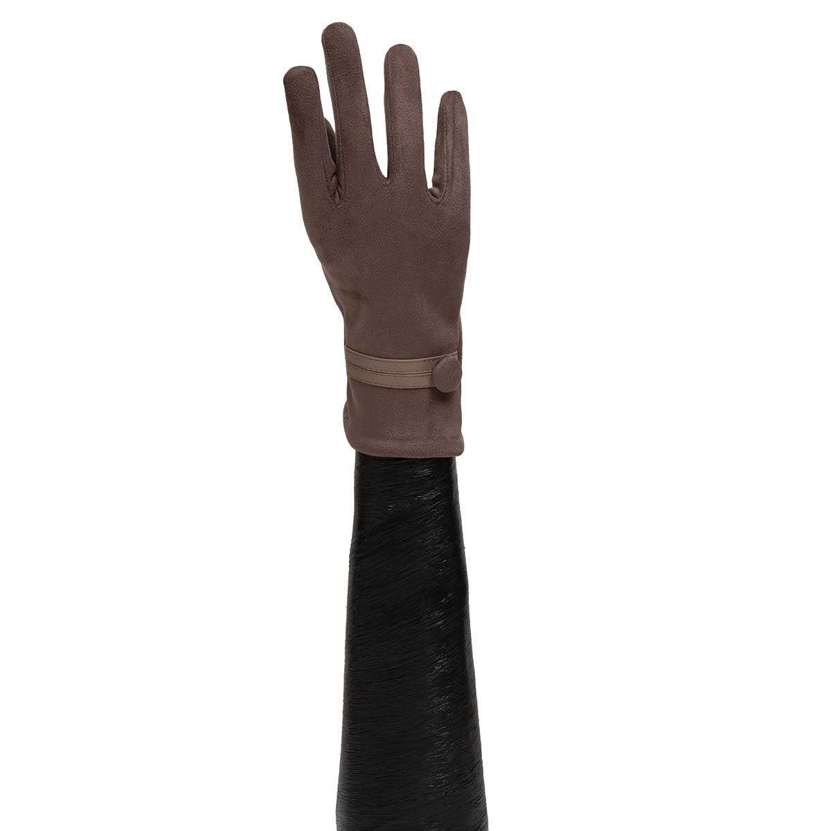 Trezo Women&#39;s Tan Gloves with Strap and Button X8077