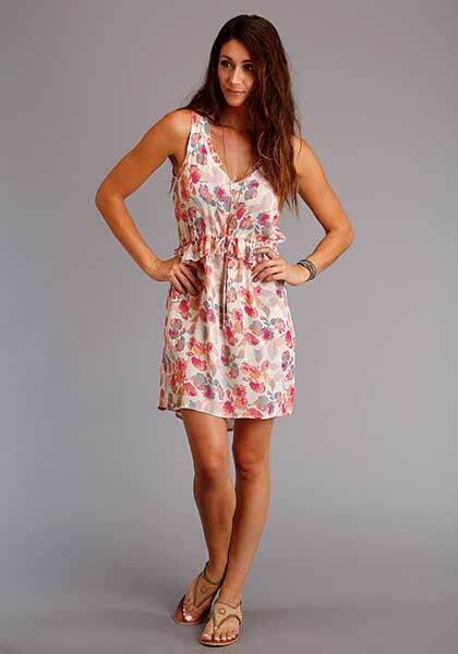 Stetson Women&#39;s Floral Print Rayon Herringbone Dress 1752