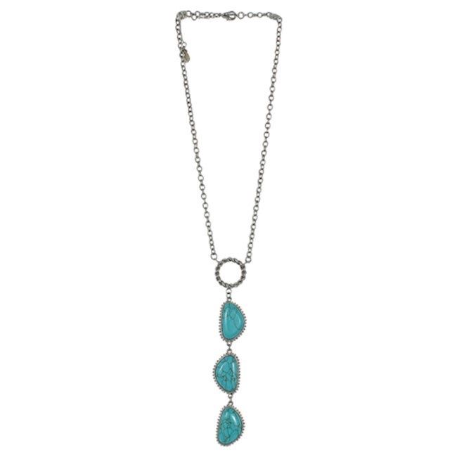 Trenditions Justin Necklace Twisted Hoop W/Turquoise Colored Stones 23030NJ1