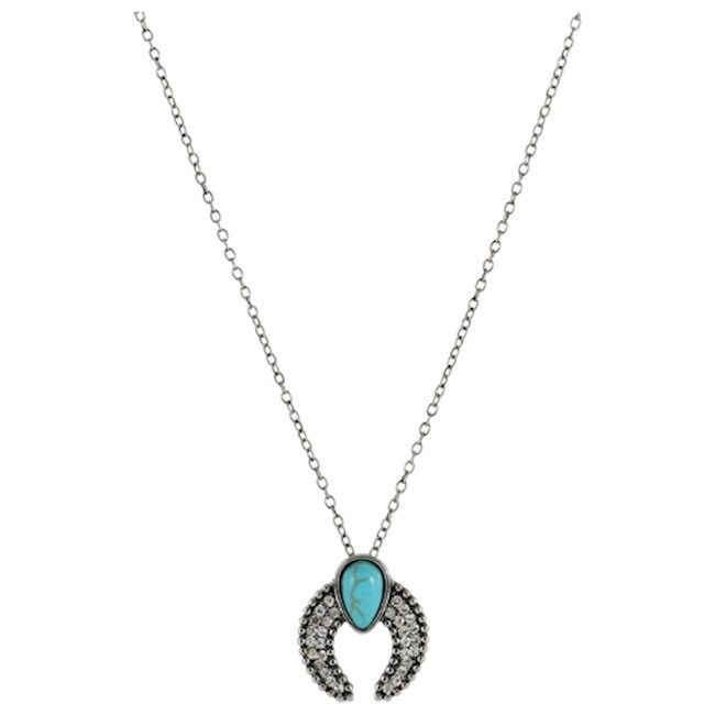 Trenditions Justin Necklace Faux Turquoise W/Clear Crystals 22023NJ1