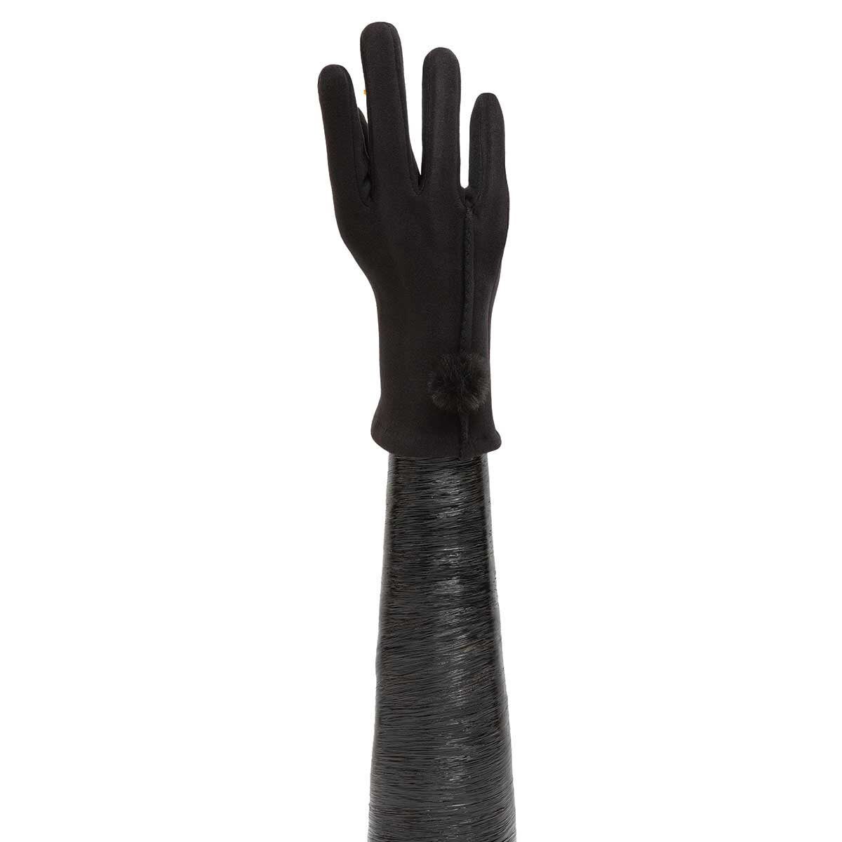 Trezo Women&#39;s Black Gloves with Black Puff Ball X8081