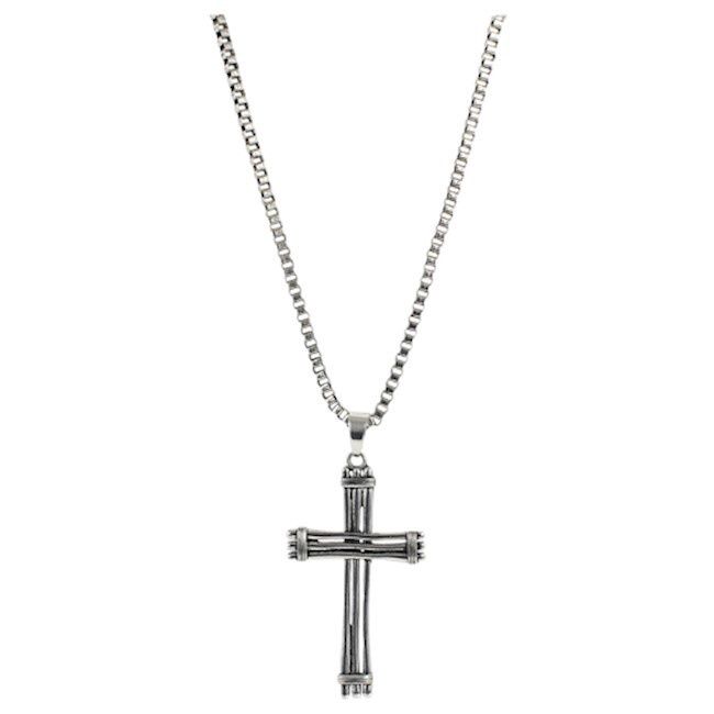 Trenditions Justin Men&#39;s Necklace Cross W/Silver Slats 22198NJ1