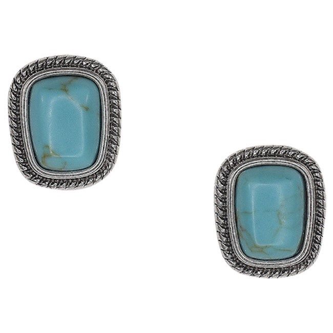 Trenditions Justin Earrings Fixed Post Faux Turquoise With Rope Studs