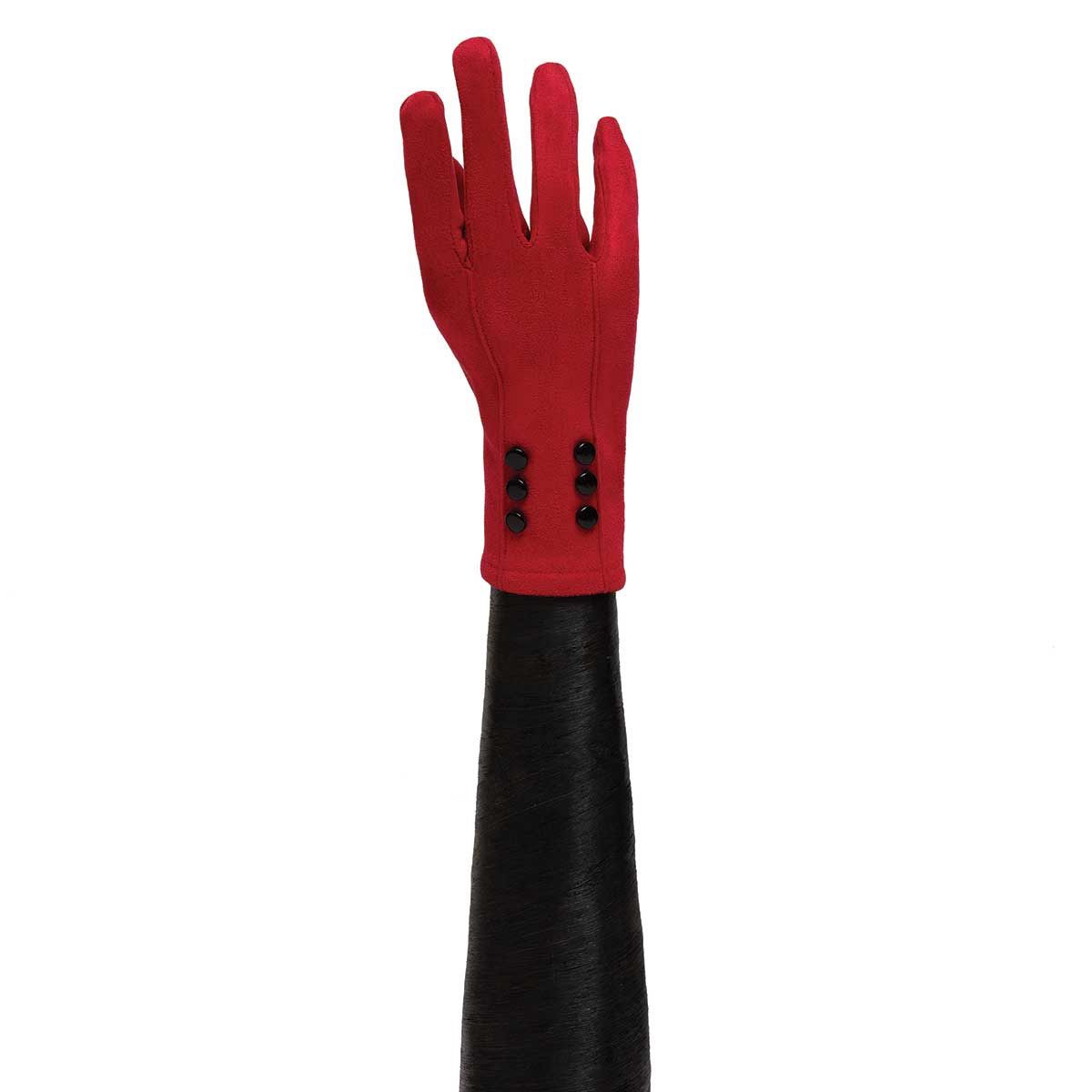 Trezo Women&#39;s Red Gloves with 6 Black Buttons X8089