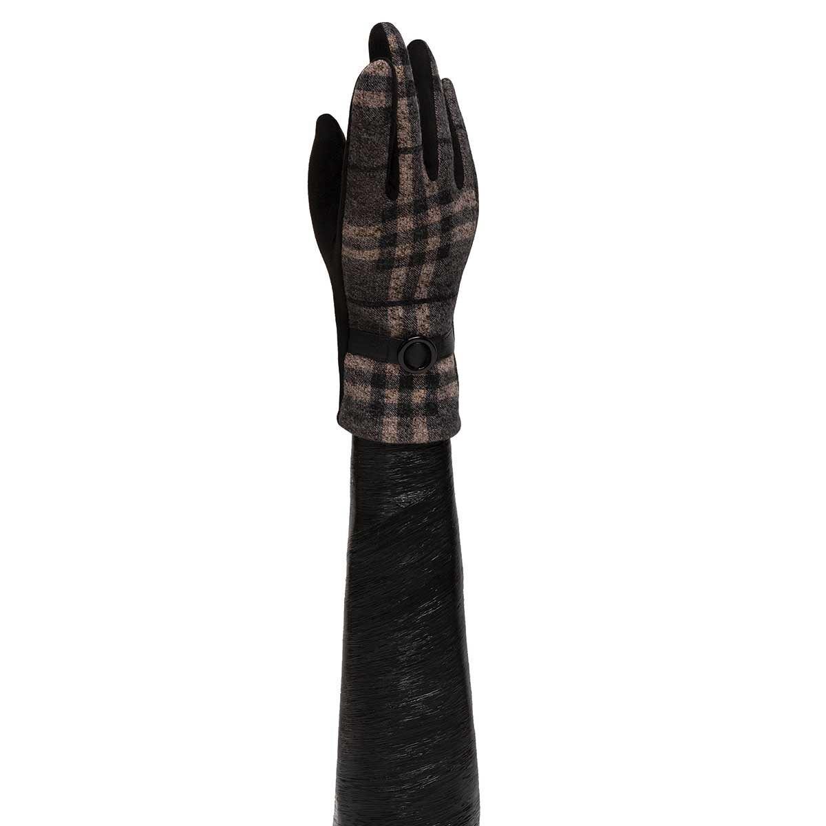 Trezo Women&#39;s Grey Plaid Gloves with Buckle X8097