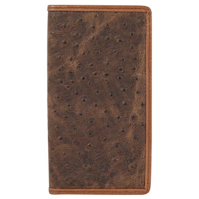Tony Lama Rodeo Wallet Brown Ostrich Textured Leather 22099566W4